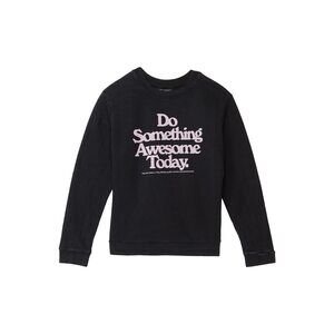 Tiny Whales Girl's Something Awesome Graphic Boxy Sweatshirt ,Vintage Black 6 LK